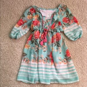 Bonnie Jean Floral Striped Dress with Tassels, size 6